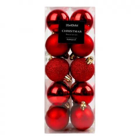 Набір ялинкових куль, 20 шт. по 40 мм CAN300520 И229 (КІН)
