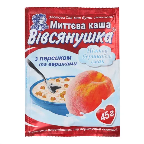Каша Вівсянушка з вершк. 45 г з персиком