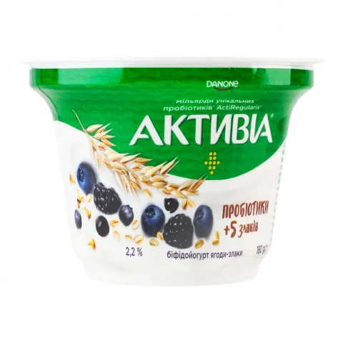 Біфідойогурт Активіа 2,2 180 г стак. Ягоди-злаки