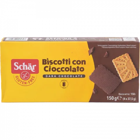 Печиво Dr. Schaer Biscotti con cioccolato 150 г з шоколадом без глютену