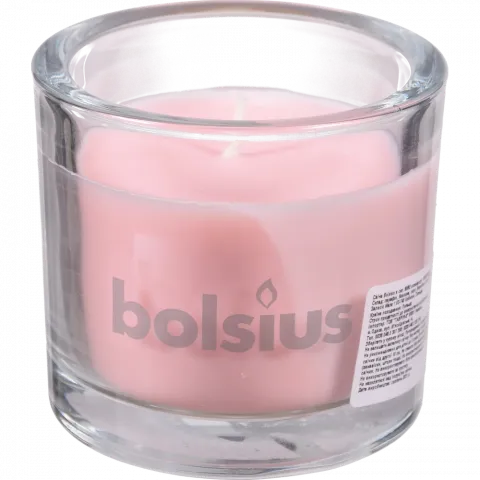 Свіча Bolsius в скл. 80/92 рожева, 29 год., арт. 103621880304