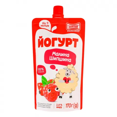 Йогурт Злагода 2,8 170 г д/пак. Малина-шипшина