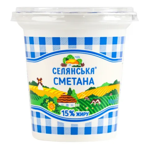 Сметана Селянська 15 300 г стак.