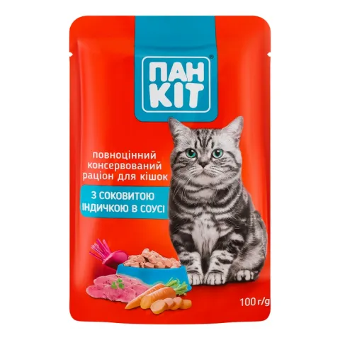 Корм д/котів Пан Кіт 100 г пак. Індичка в соусі
