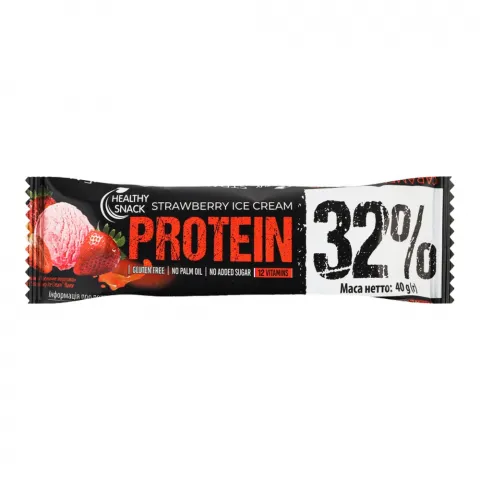 Батончик протеїновий Healthy Snack 40 г Полуничне морозиво у молоч. глазур.