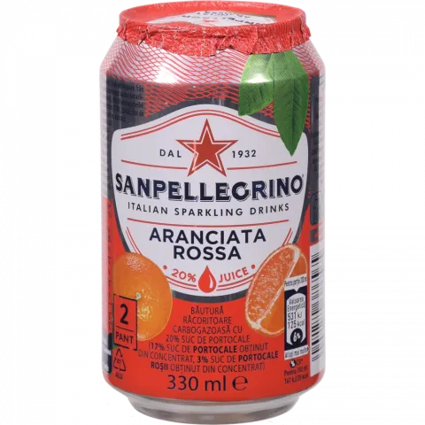 Напій б/алк. соковий Сан Пеллегріно 330 мл з/б Aranciata Rossa з соком