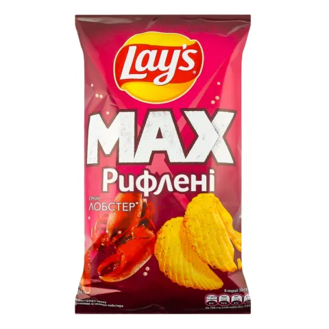 Чипси Lays рифлені 120 г зі смаком лобстера