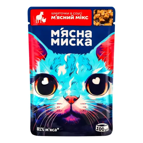 Корм д/котів М`ясна миска 100 г м`ясний мікс