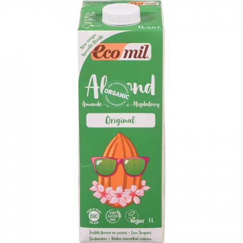 Молоко Ecomil рослин. органіч. 1 л з мигдалю з сиропом агави без глютену