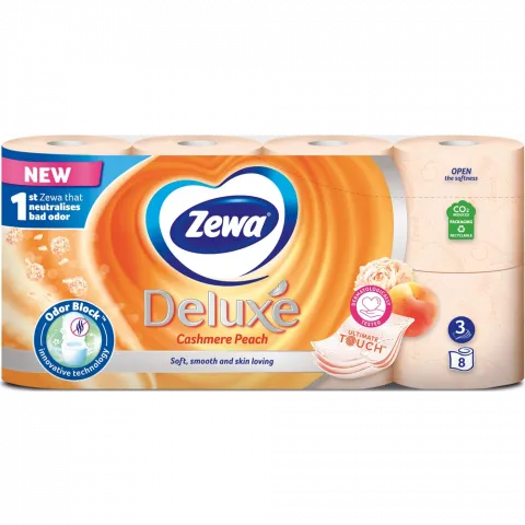 Туалетний папір Zewa 8 шт. Deluxe Персик