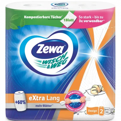 Рушники кухонні Zewa 2 шт. Wisch and Weg Design