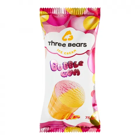 Морозиво Три Ведмеді 75 г стак. Bubble gum