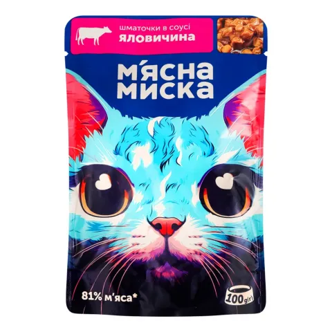 Корм д/котів М`ясна миска 100 г з яловичиною