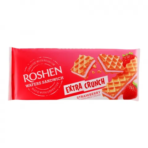 Вафлі Рошен 142 г Wafers Sandwich Crunch полуниця