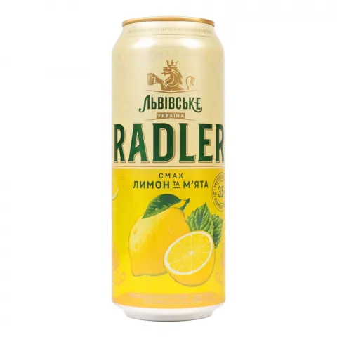 Пиво Львівське 0,48 л з/б RADLER лимон та м`ята