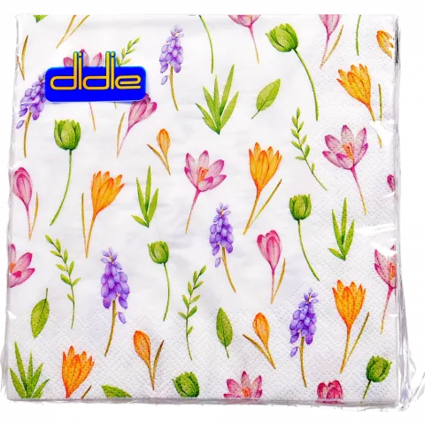 Серветки Didie 18 шт. 3333 3-х шар Перші квіти