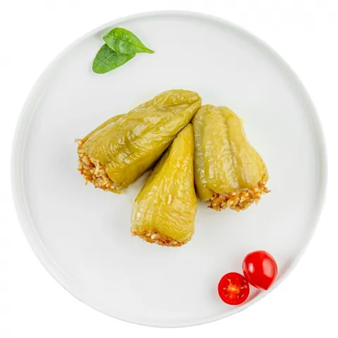Перець фарширований курячим м`ясом та рисом ваг. Кулінар.