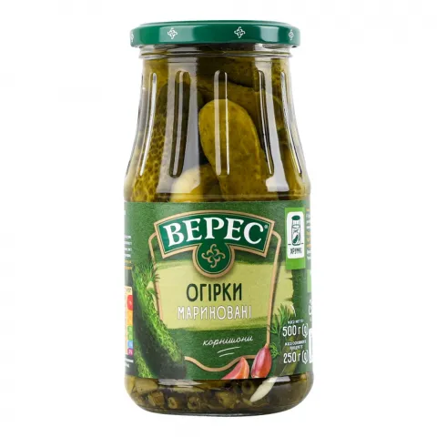 Конс Огірки Верес 500 г скл. марин. цілі
