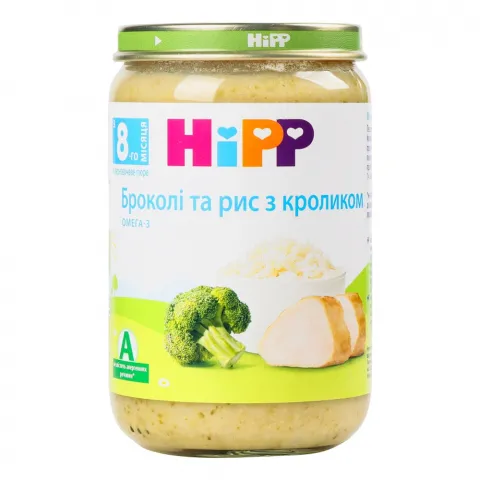 Пюре Hipp 220 г Кролик, броколі, рис 6433