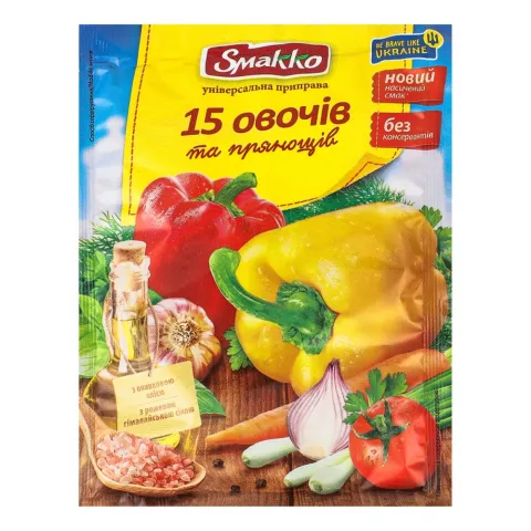 Приправа Smakko 70 г 15 овочів та прянощів
