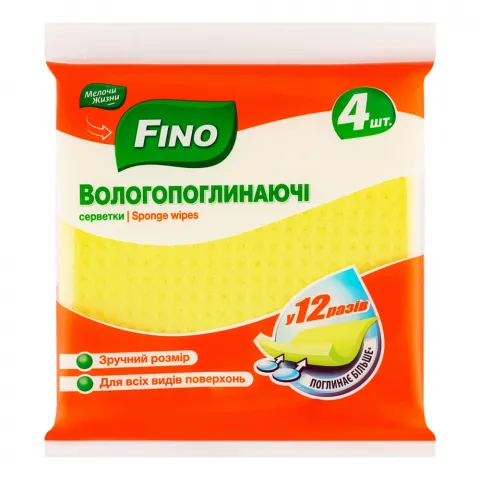 Серветки вологопоглинаючі МЖ/FINO 4 шт. Стандарт 3076/7364