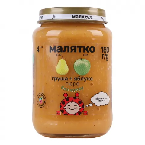 Пюре Малятко 180 г груша-яблуко