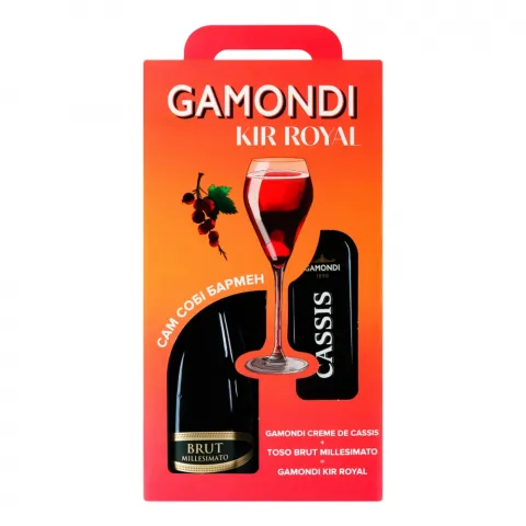 Набір Лікер Gamondi Creme de Cassis 1 л + Ігристе вино Toso Brut Millesimato 0,75 л